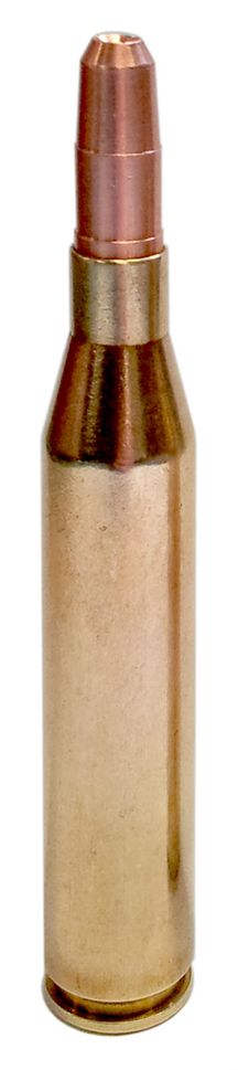 Cartouche de calibre 6,5x68 mm SHÛLER montée avec une balle SOLOGNE GPA.